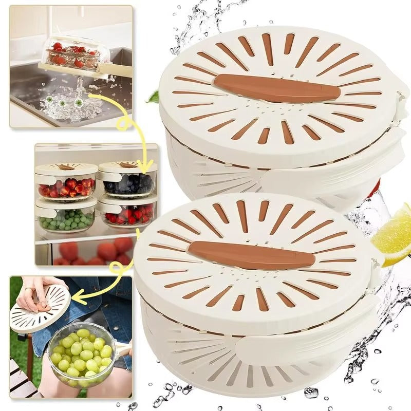 Multi-Functional Vegetable & Fruit Cleaning Basket – Folding Drainage & Fresh-Keeping Storage Box
