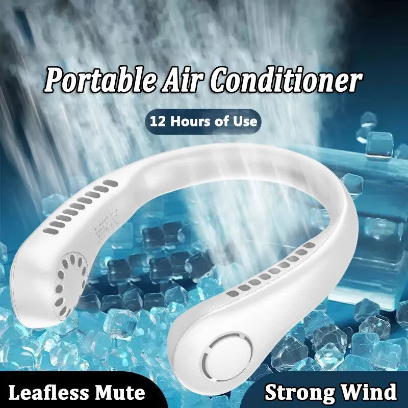 Mini Hanging Neck Fan – High Wind, 3-Speed Adjustable, USB Rechargeable, Portable & Quiet