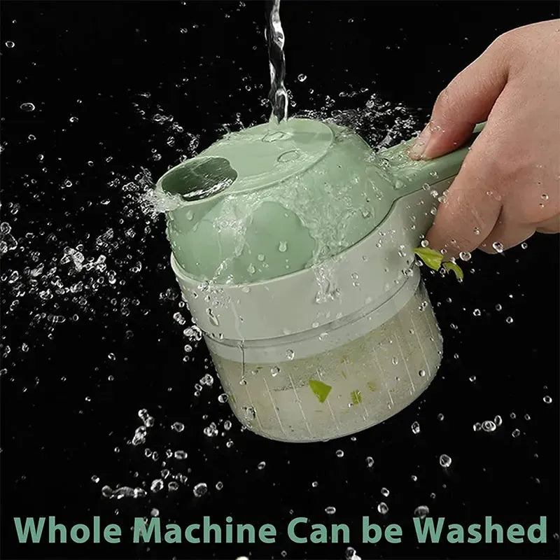 Rechargeable 4-in-1 Electric Vegetable Cutter – Slicer, Chopper, Grinder & Peeler (Random Color)