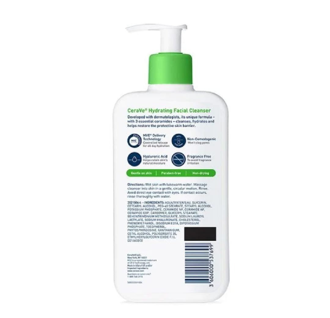 CeraVe Hydrating Facial Cleanser 237ml – Gentle Cleanser for Normal to Dry Skin