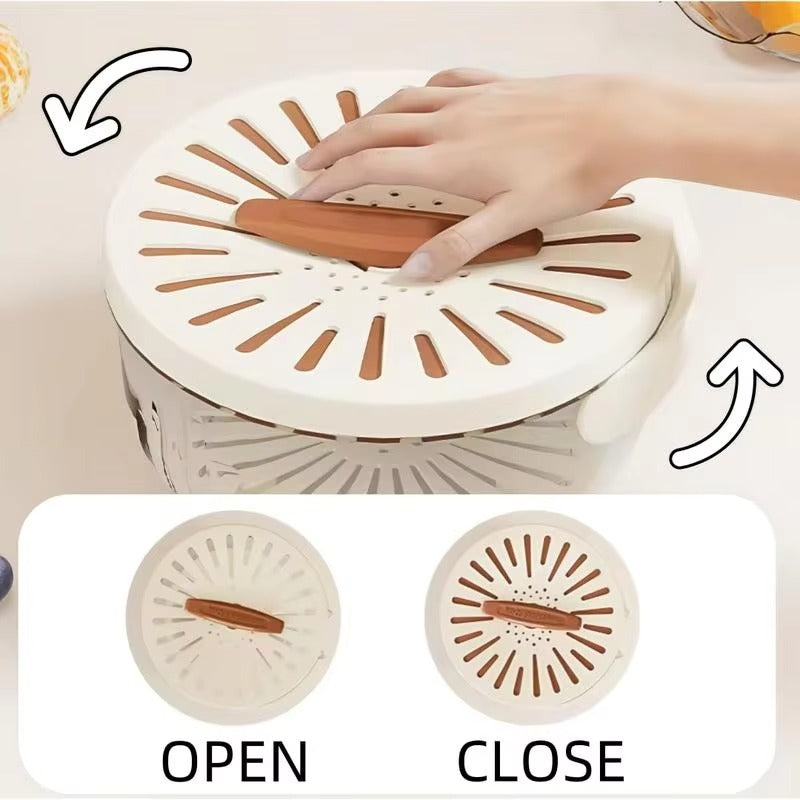 Multi-Functional Vegetable & Fruit Cleaning Basket – Folding Drainage & Fresh-Keeping Storage Box