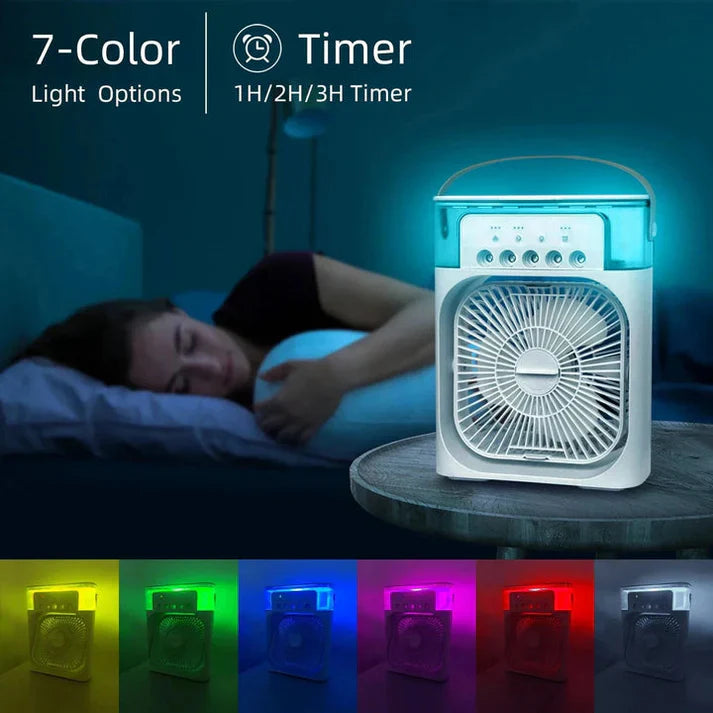 10-Inch Portable Air Conditioner Fan – USB Electric Fan with LED Night Light, Water Mist & Humidifier