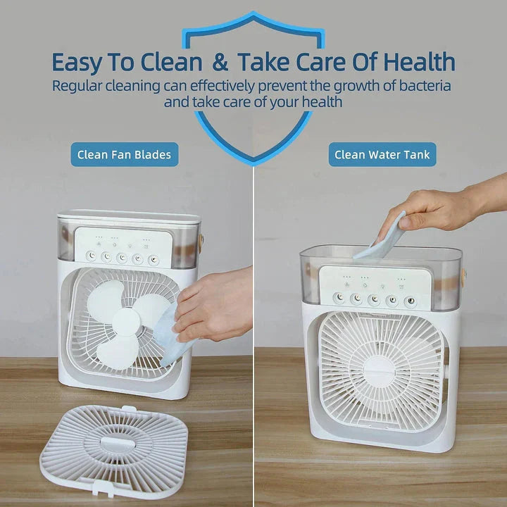 10-Inch Portable Air Conditioner Fan – USB Electric Fan with LED Night Light, Water Mist & Humidifier