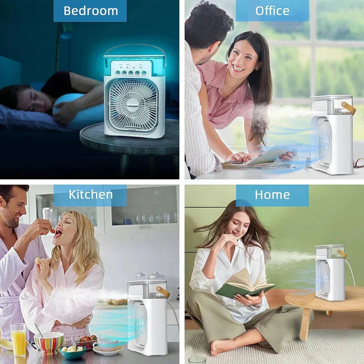 10-Inch Portable Air Conditioner Fan – USB Electric Fan with LED Night Light, Water Mist & Humidifier