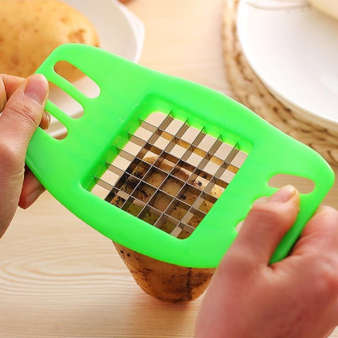 Multifunctional Potato Cutter & French Fry Maker – Stainless Steel Vegetable & Fruit Slicer with 36-Blade Grid (Random Color)