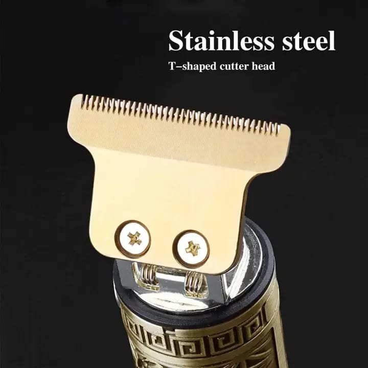 Metal Body Vintage T9 Hair Trimmer for Men – Professional USB Rechargeable Beard & Hair Cutting Machine