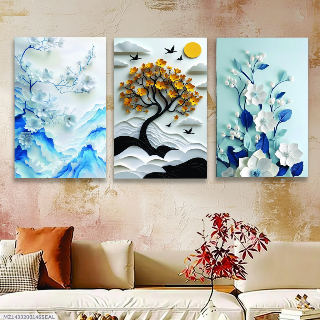 3-Piece Wooden Wall Art Set – Elegant Home & Office Wall Décor