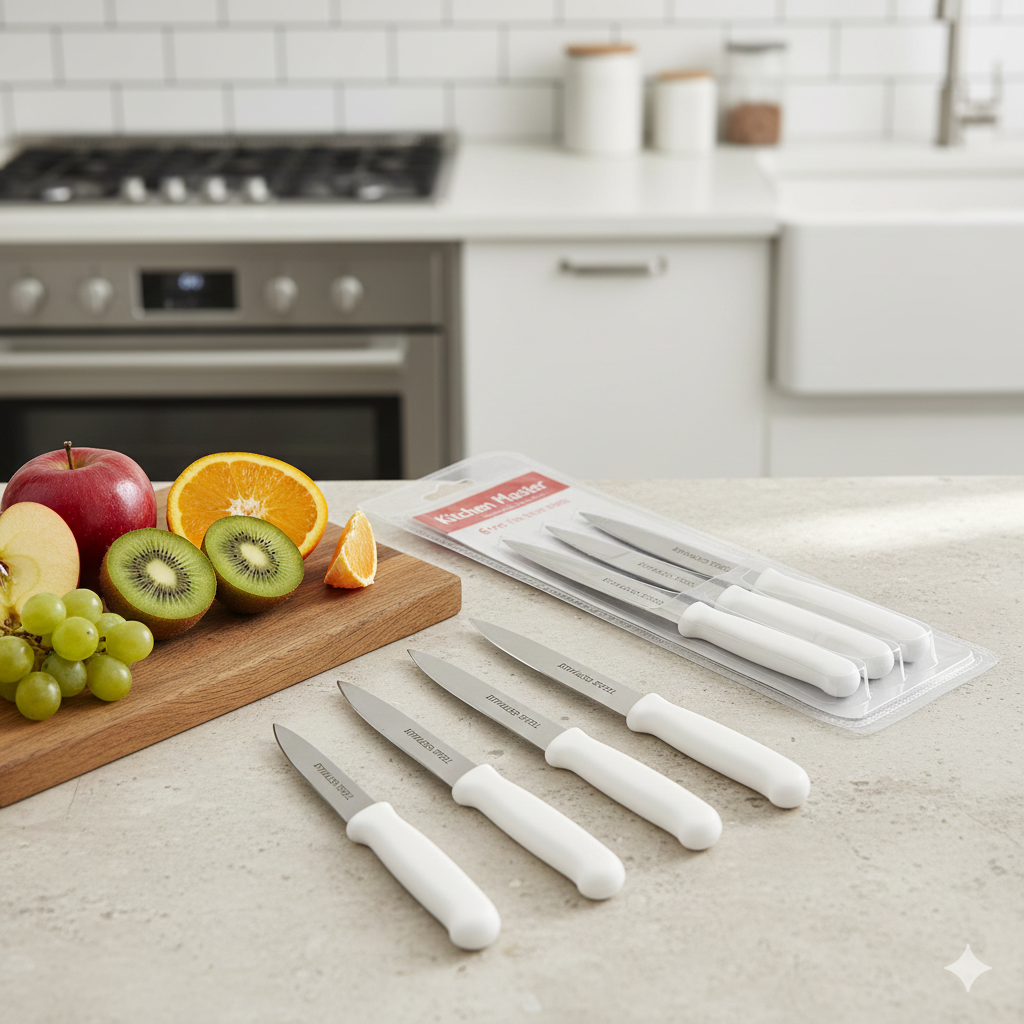 6-Piece Professional Stainless Steel Kitchen Knife Set – Sharp, Durable Blades with Comfortable Grip