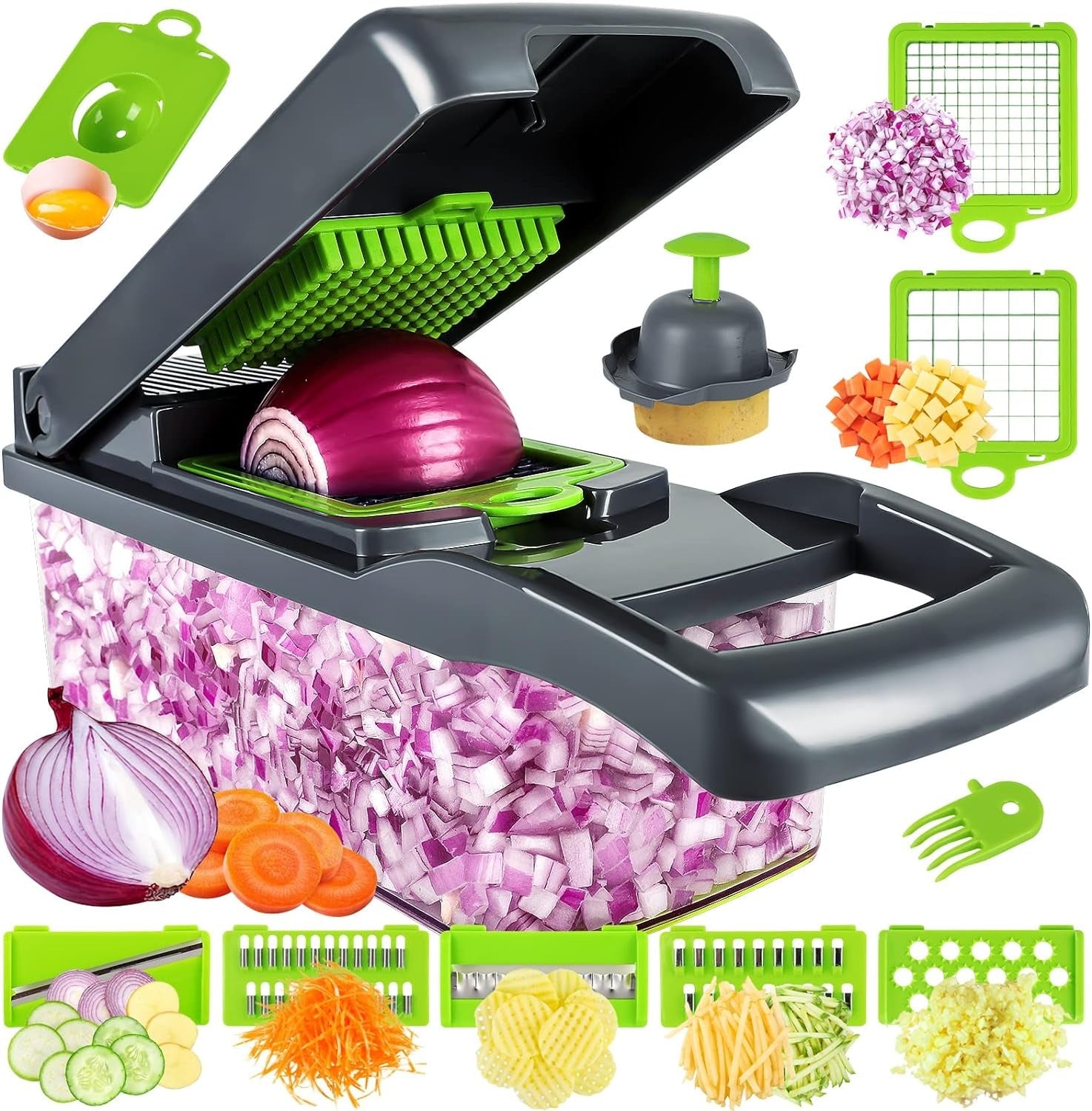 16-in-1 Multifunctional Vegetable Cutter & Slicer – Kitchen Tool with Interchangeable Blades