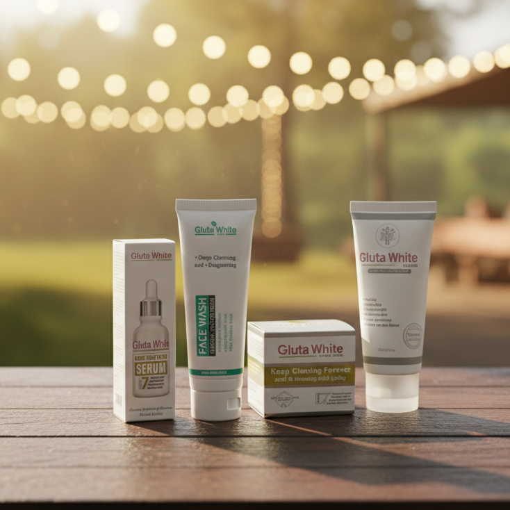 Gluta White 4-in-1 Skincare Set – Face Wash, Serum & Night Cream for Hydrating & Brightening Care