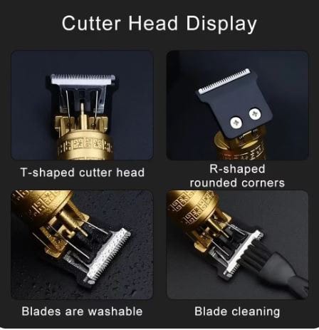 Metal Body Vintage T9 Hair Trimmer for Men – Professional USB Rechargeable Beard & Hair Cutting Machine