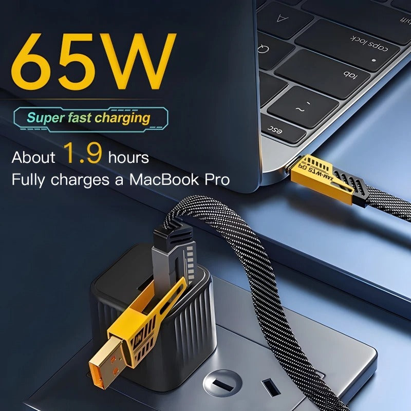 4-in-1 Data Cable – USB-C & Lightning Connectors, Braided Durable Design, Fast Charging