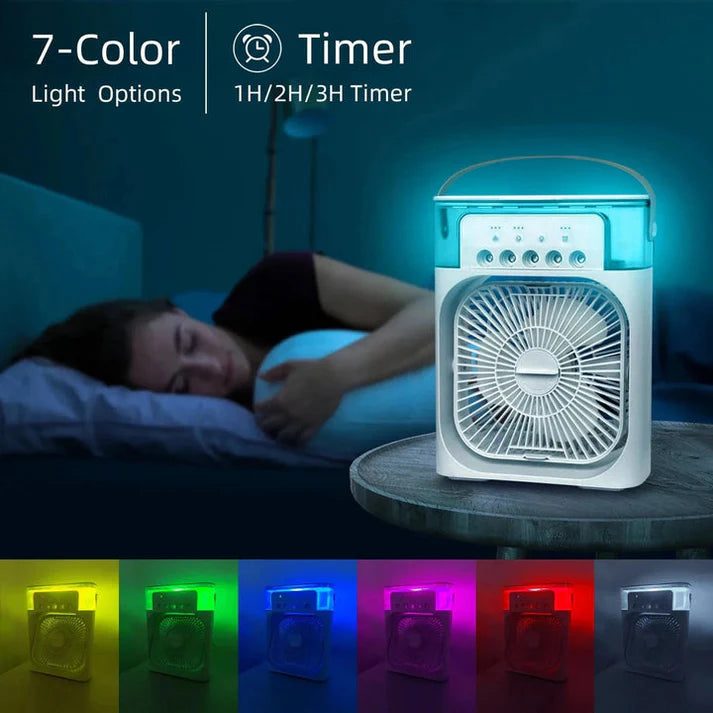 10-Inch Portable Air Conditioner Fan – USB Electric Fan with LED Night Light, Water Mist & Humidifier