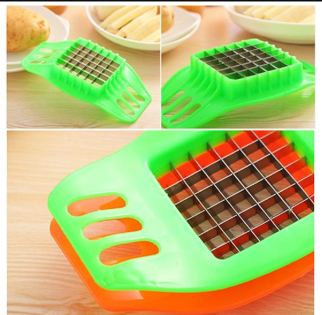 Multifunctional Potato Cutter & French Fry Maker – Stainless Steel Vegetable & Fruit Slicer with 36-Blade Grid (Random Color)