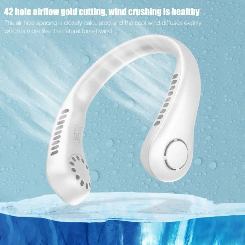 Mini Hanging Neck Fan – High Wind, 3-Speed Adjustable, USB Rechargeable, Portable & Quiet