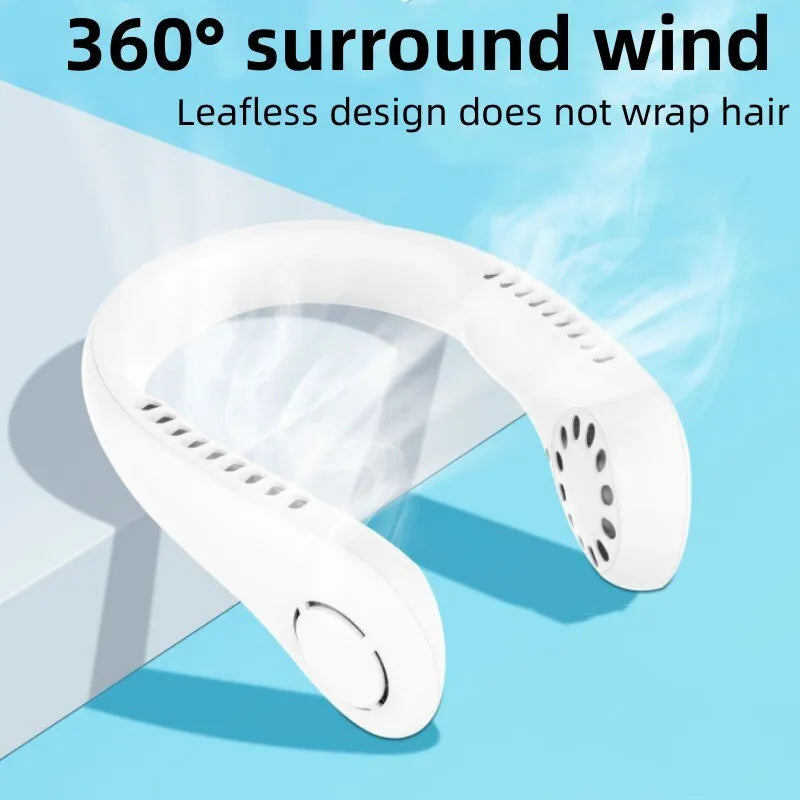 Mini Hanging Neck Fan – High Wind, 3-Speed Adjustable, USB Rechargeable, Portable & Quiet