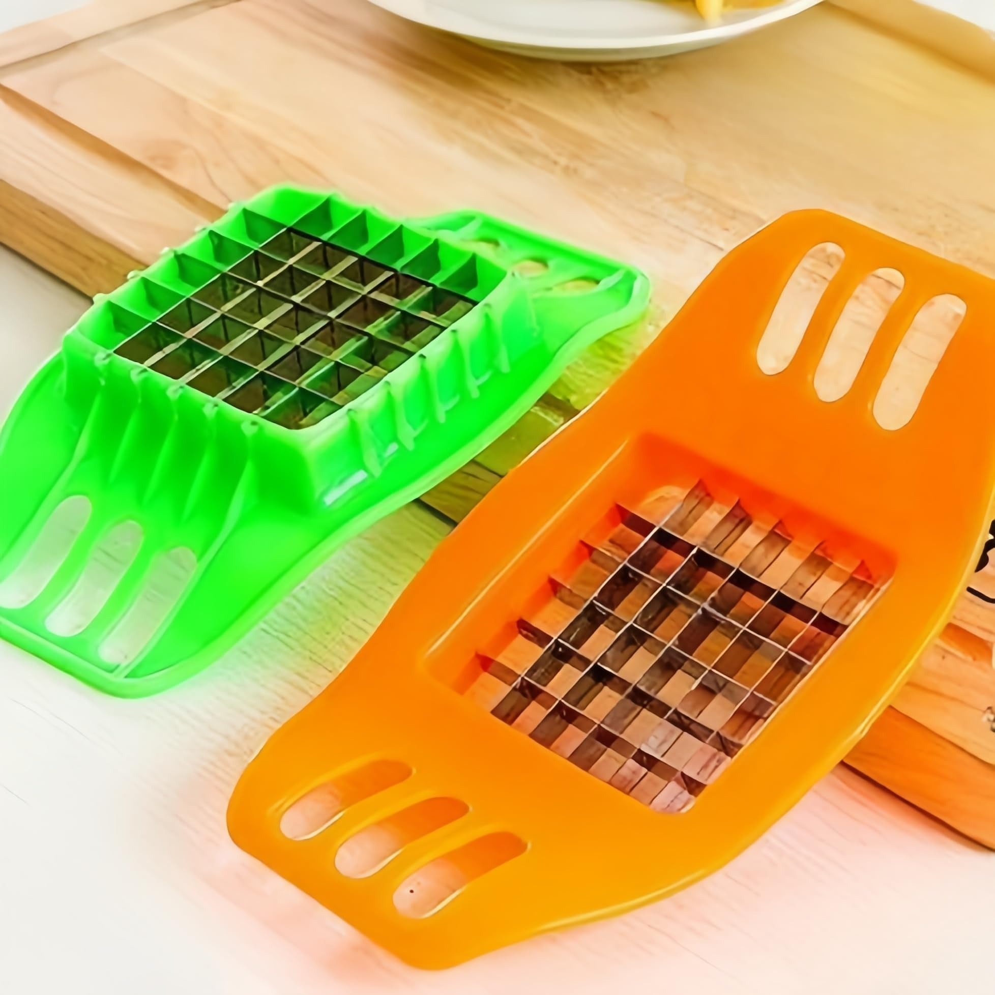 Multifunctional Potato Cutter & French Fry Maker – Stainless Steel Vegetable & Fruit Slicer with 36-Blade Grid (Random Color)
