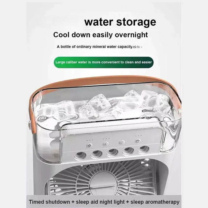 10-Inch Portable Air Conditioner Fan – USB Electric Fan with LED Night Light, Water Mist & Humidifier